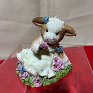 Mary moo moos Cow Figurine with Floral Details